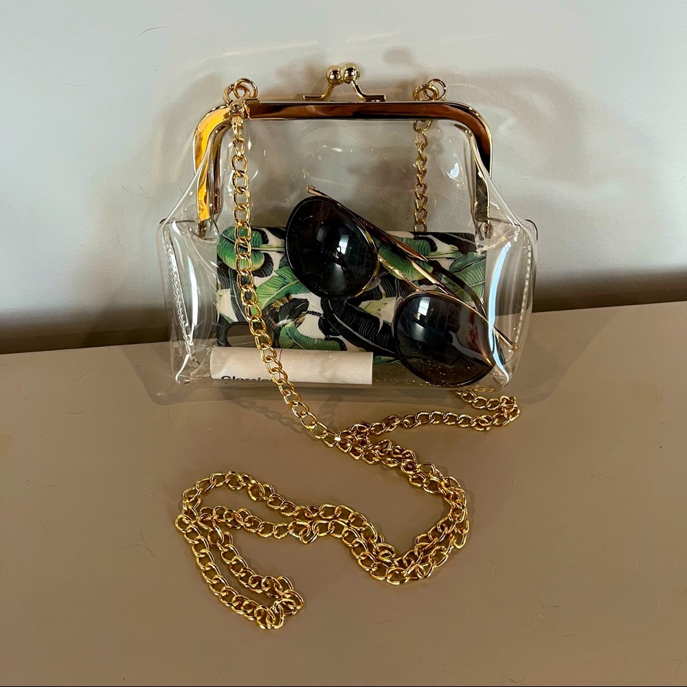 Clear Crossbody Bag with Gold Chain
